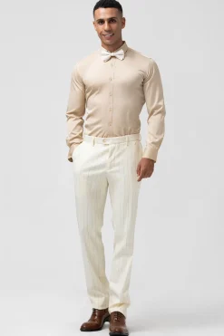Ivory Peak Lapel Single Breasted 2 peças Pinstripe ternos masculinos