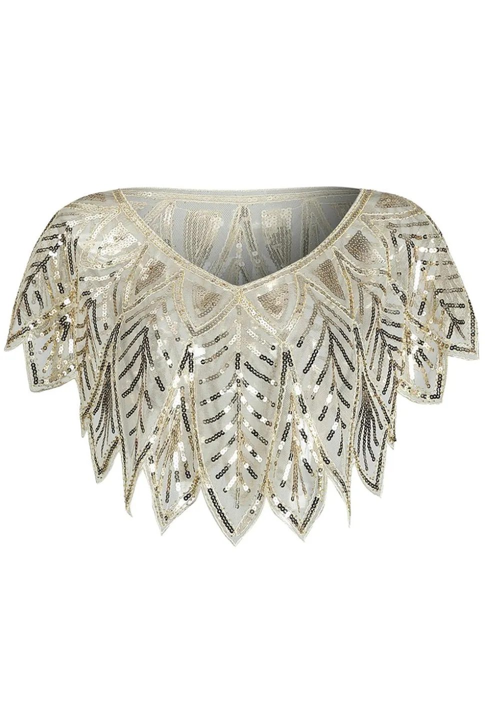 Ivory Sequin Glitter 1920s Cape