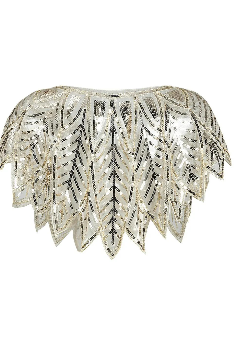 Ivory Sequin Glitter 1920s Cape