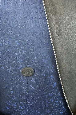 Jacquard azul escuro 2 peças homens ternos de baile com cinto