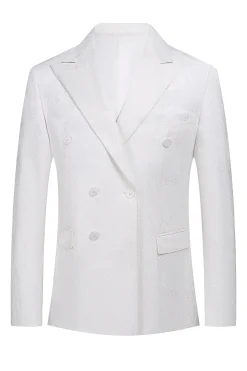 Jacquard Branco Duplo Peito 2 Peças Ternos Masculinos