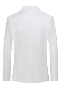 Jacquard Branco Duplo Peito 2 Peças Ternos Masculinos