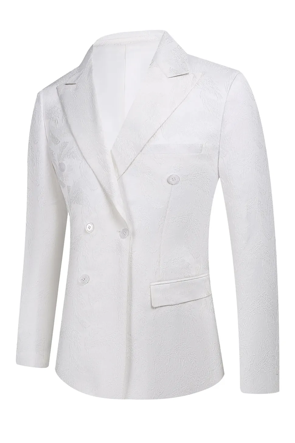 Jacquard Branco Duplo Peito 2 Peças Ternos Masculinos