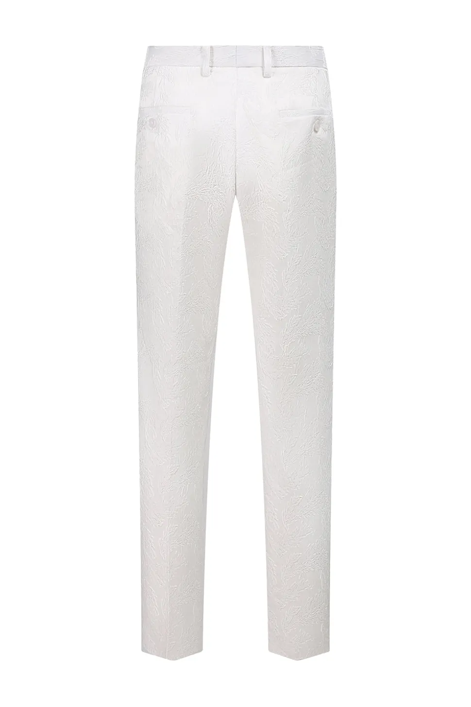 Jacquard Branco Duplo Peito 2 Peças Ternos Masculinos