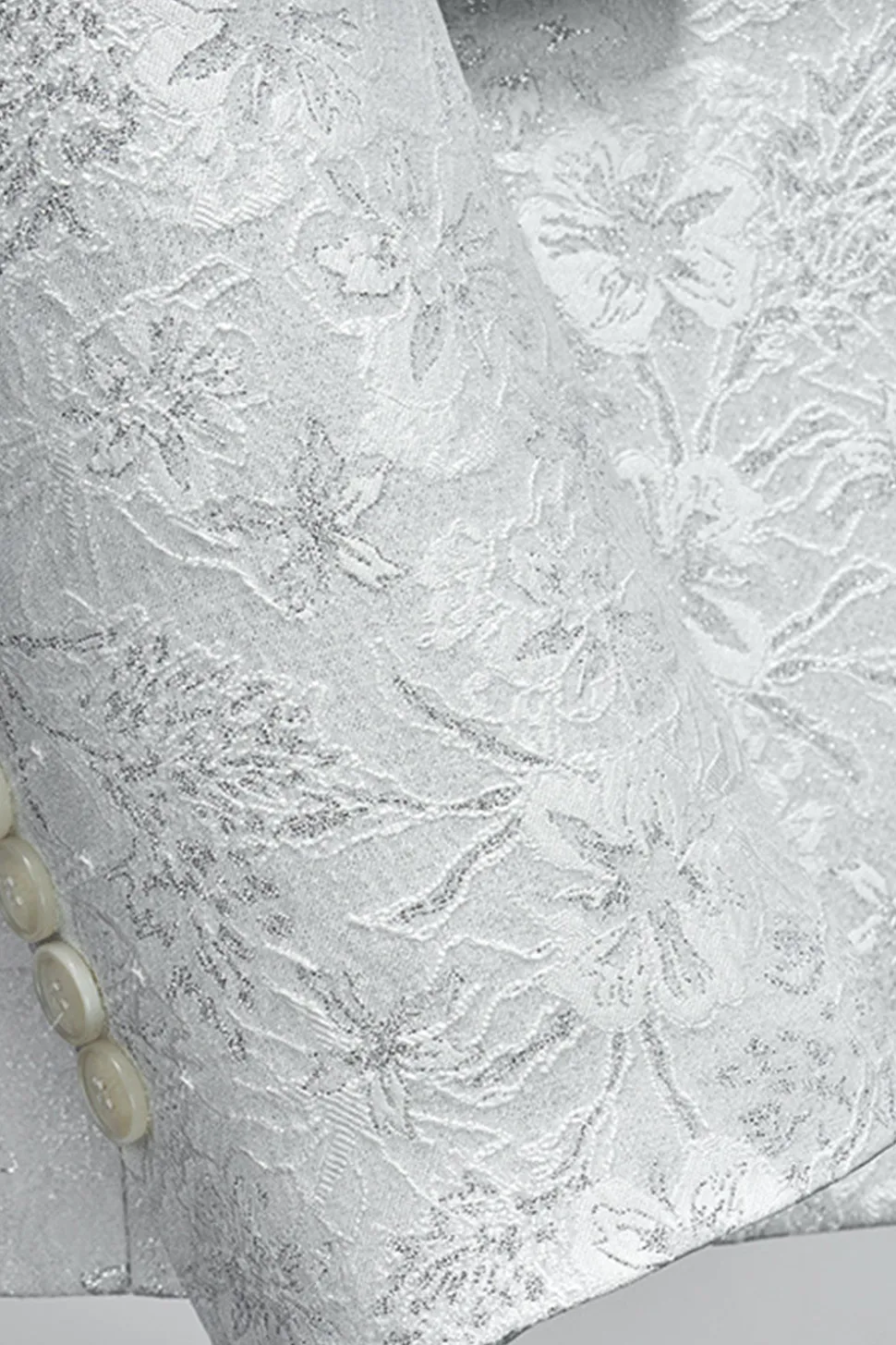 Jacquard Branco Lapela Shawl 3 Peças Fatos Masculinos