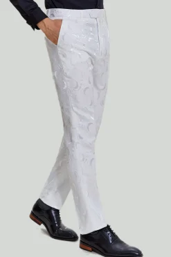 Jacquard Branco Satin 2 Peças Lapela Shawl