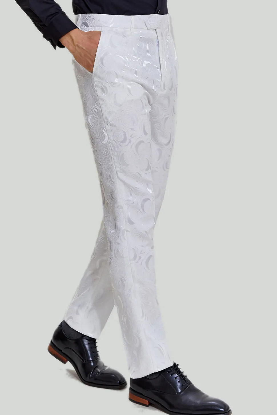 Jacquard Branco Satin 2 Peças Lapela Shawl