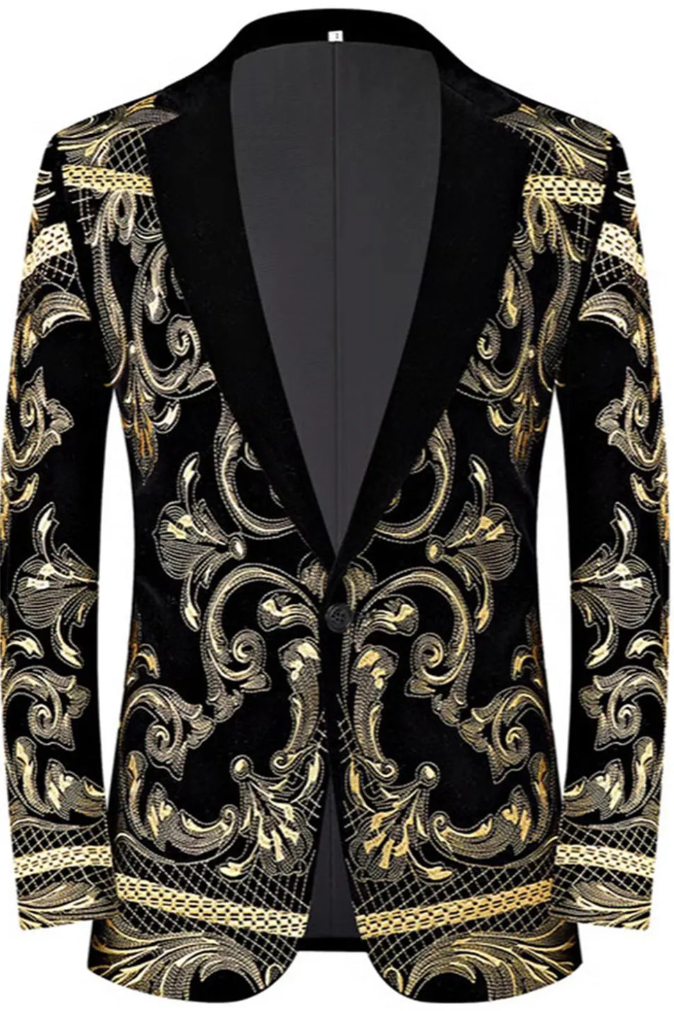 Jacquard Dourado Masculino 2 Peças Notched Lapela Prom Ternos
