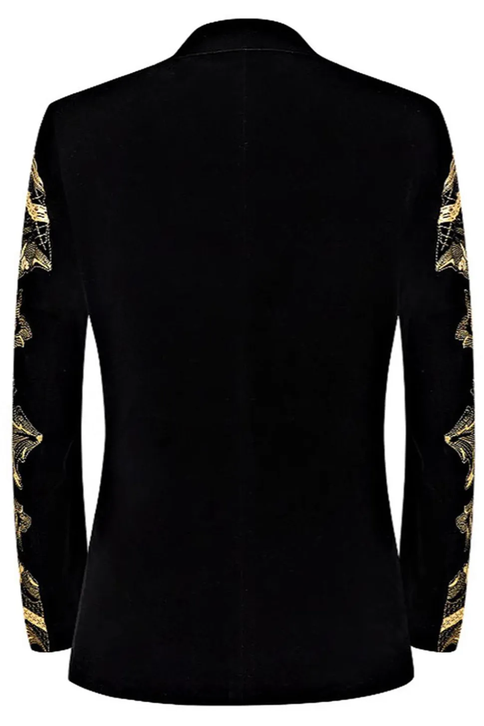 Jacquard Dourado Masculino 2 Peças Notched Lapela Prom Ternos