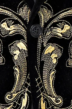 Jacquard Dourado Masculino 2 Peças Notched Lapela Prom Ternos