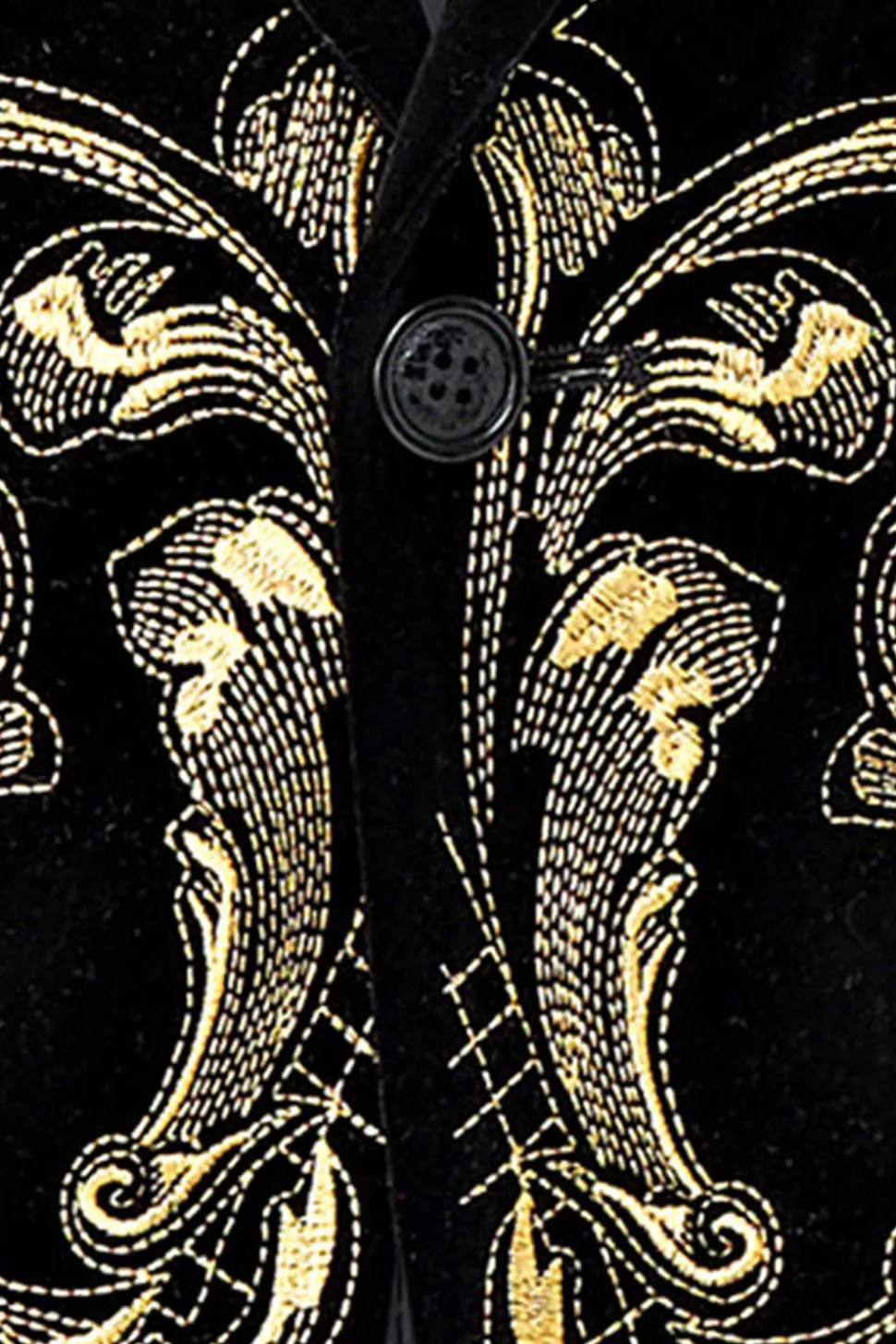 Jacquard Dourado Masculino 2 Peças Notched Lapela Prom Ternos