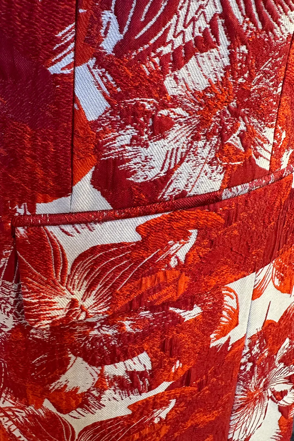 Jacquard Floral Vermelho 2 Peças Homens Prom Ternos