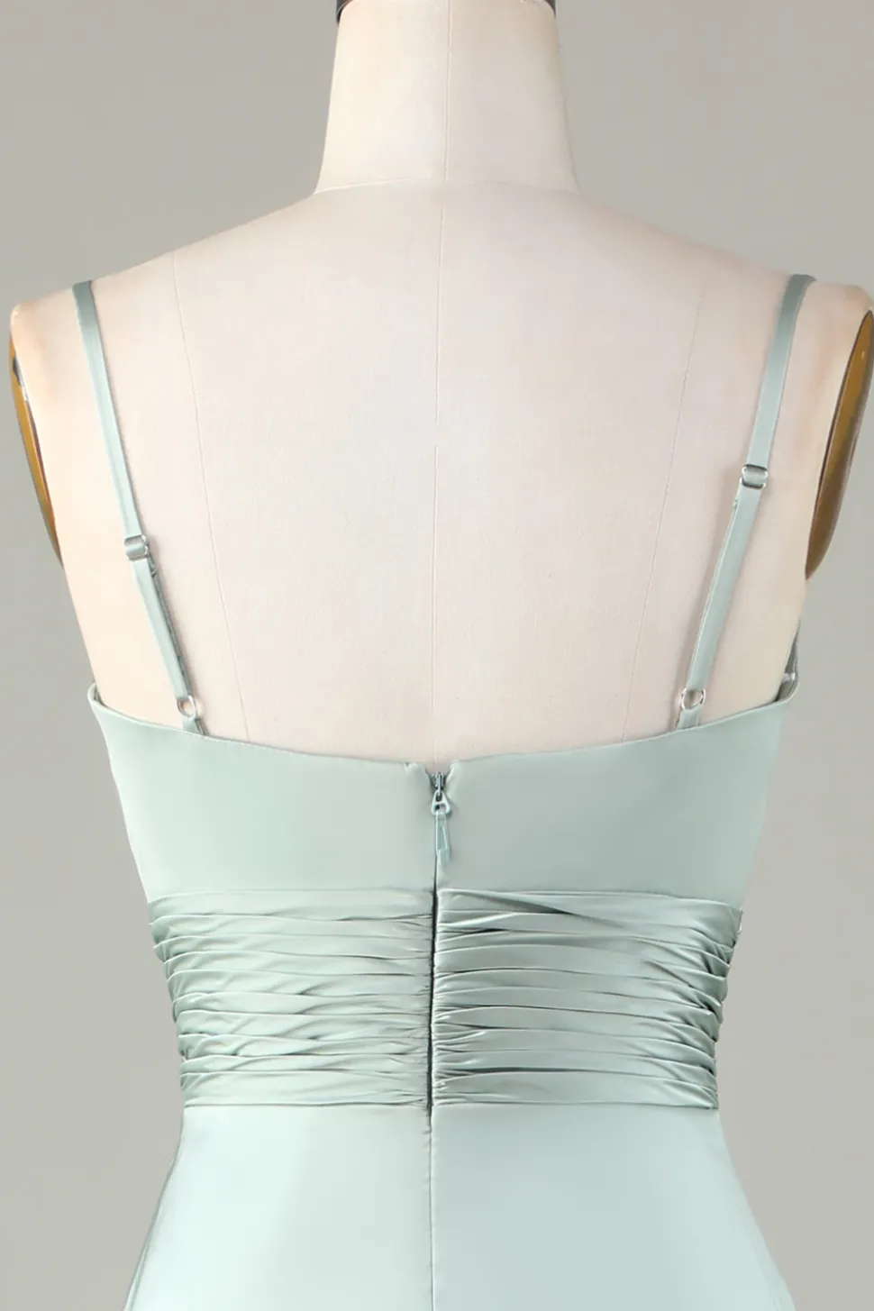 Keyhole Esparguete Correias Matcha Vestido Madrinha com Fenda