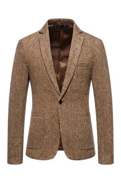 Khaki Blazer de Terno Lapela Entalhada