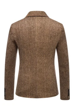 Khaki Blazer de Terno Lapela Entalhada