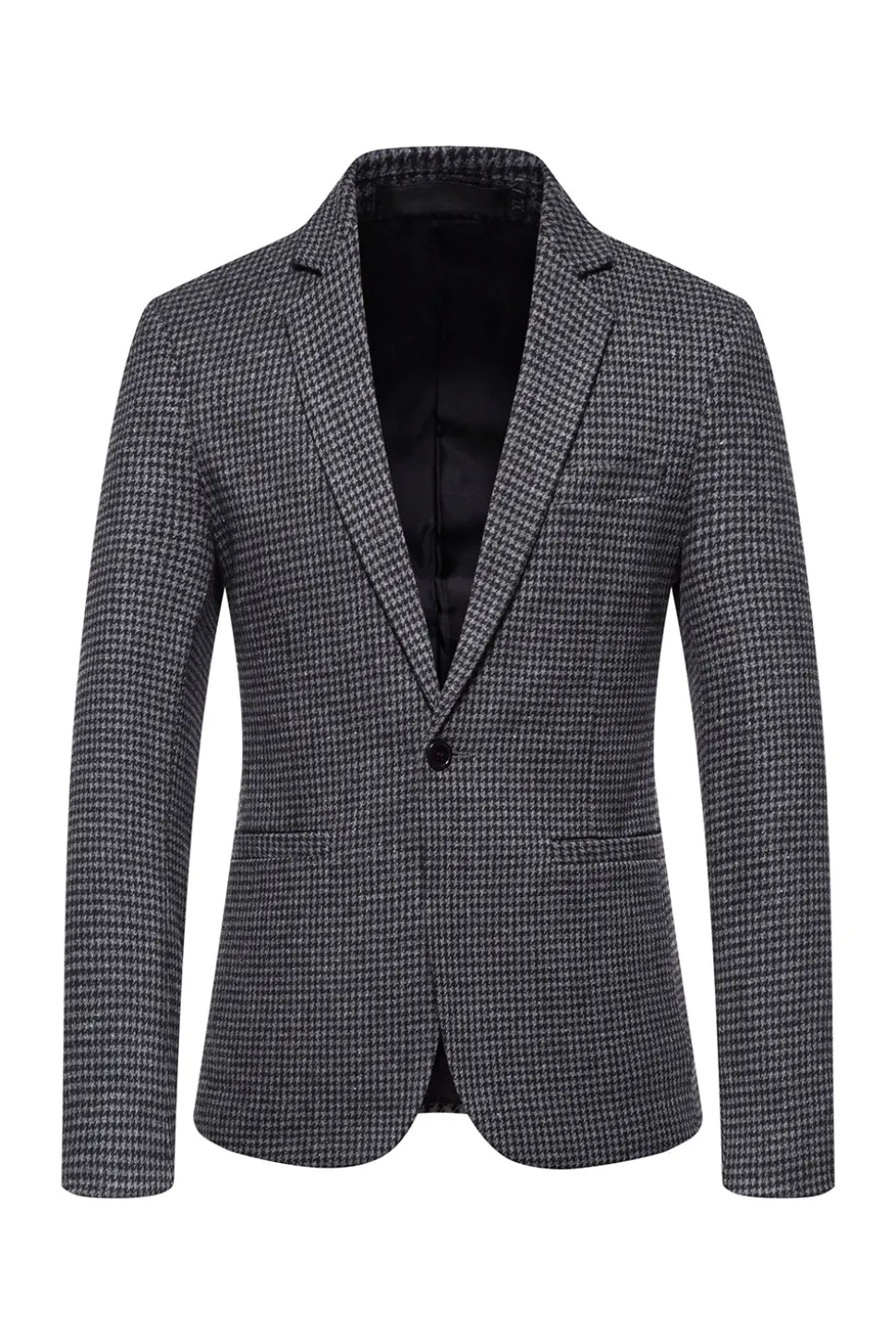 Khaki Xadrez Blazer Masculino