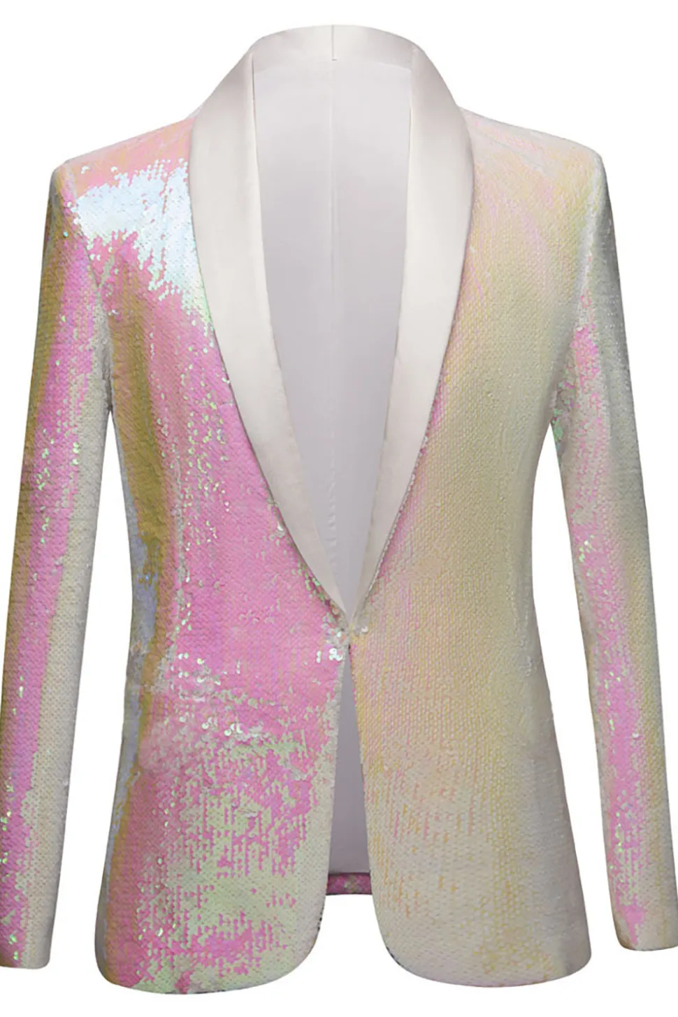 Lantejoulas Branco Um Botão Blazer Masculino