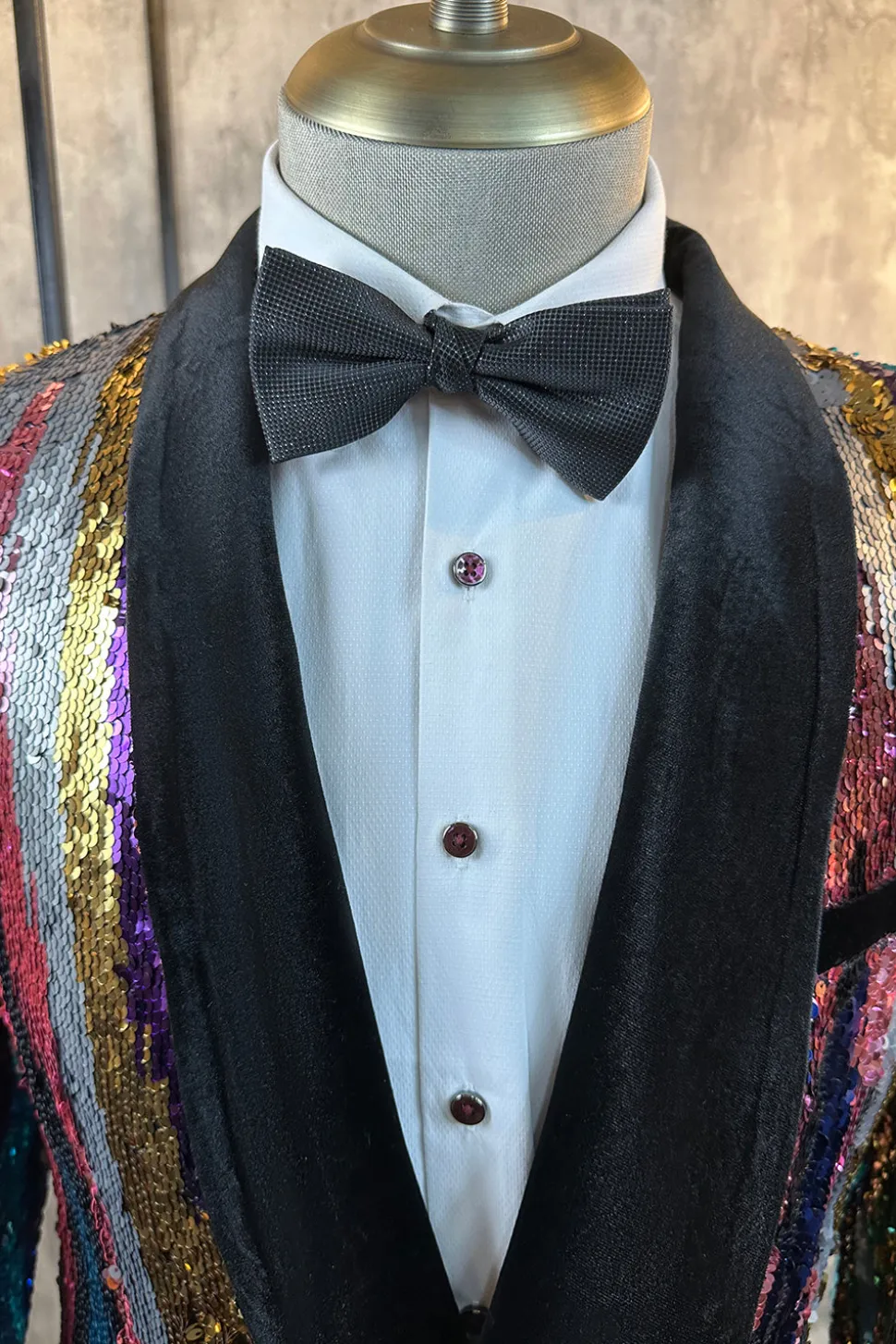Lantejoulas Coloridas Brilhantes 2 Peças Homens Prom Ternos