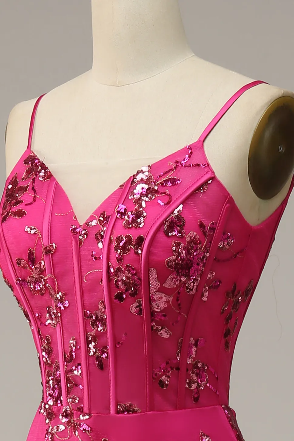 Lantejoulas Rosa Vestido de Baile Sereia