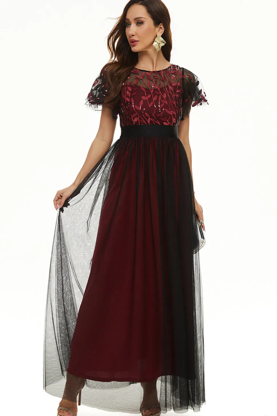 Lantejoulas Tulle Mãe do Vestido de Noiva