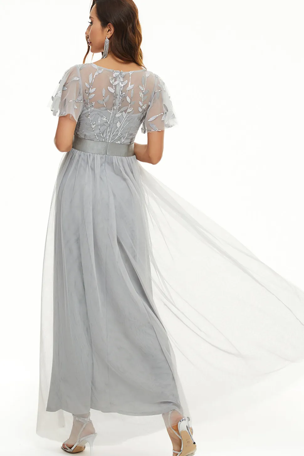 Lantejoulas Tulle Mãe do Vestido de Noiva