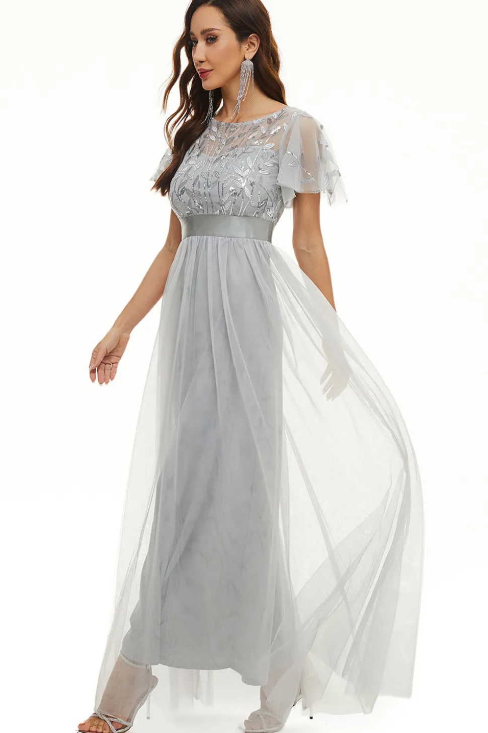 Lantejoulas Tulle Mãe do Vestido de Noiva