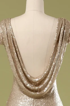 Lantejoulas vestido de baile de ouro