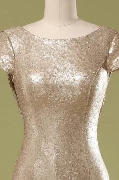 Lantejoulas vestido de baile de ouro