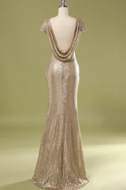 Lantejoulas vestido de baile de ouro
