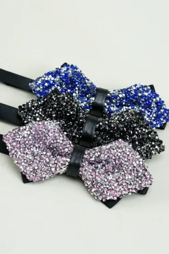 Laços de arco de festa ajustável de rhinestones pretos