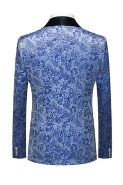Lapela Azul Clara Jacquard 3 Peças Ternos de Baile de Formatura Masculino