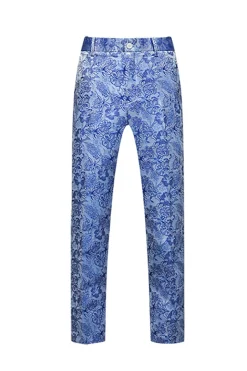 Lapela Azul Clara Jacquard 3 Peças Ternos de Baile de Formatura Masculino