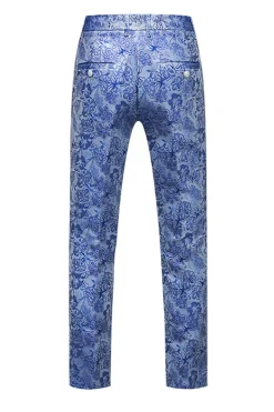 Lapela Azul Clara Jacquard 3 Peças Ternos de Baile de Formatura Masculino