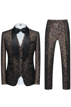 Lapela Azul Clara Jacquard 3 Peças Ternos de Baile de Formatura Masculino