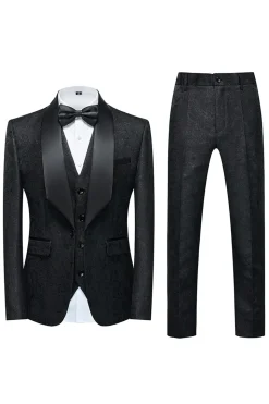 Lapela Azul Clara Jacquard 3 Peças Ternos de Baile de Formatura Masculino
