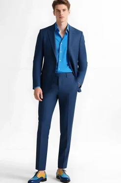 Lapela Azul Escuro Notched 2 Peças Fatos de Baile de Formatura Masculino
