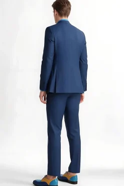 Lapela Azul Escuro Notched 2 Peças Fatos de Baile de Formatura Masculino