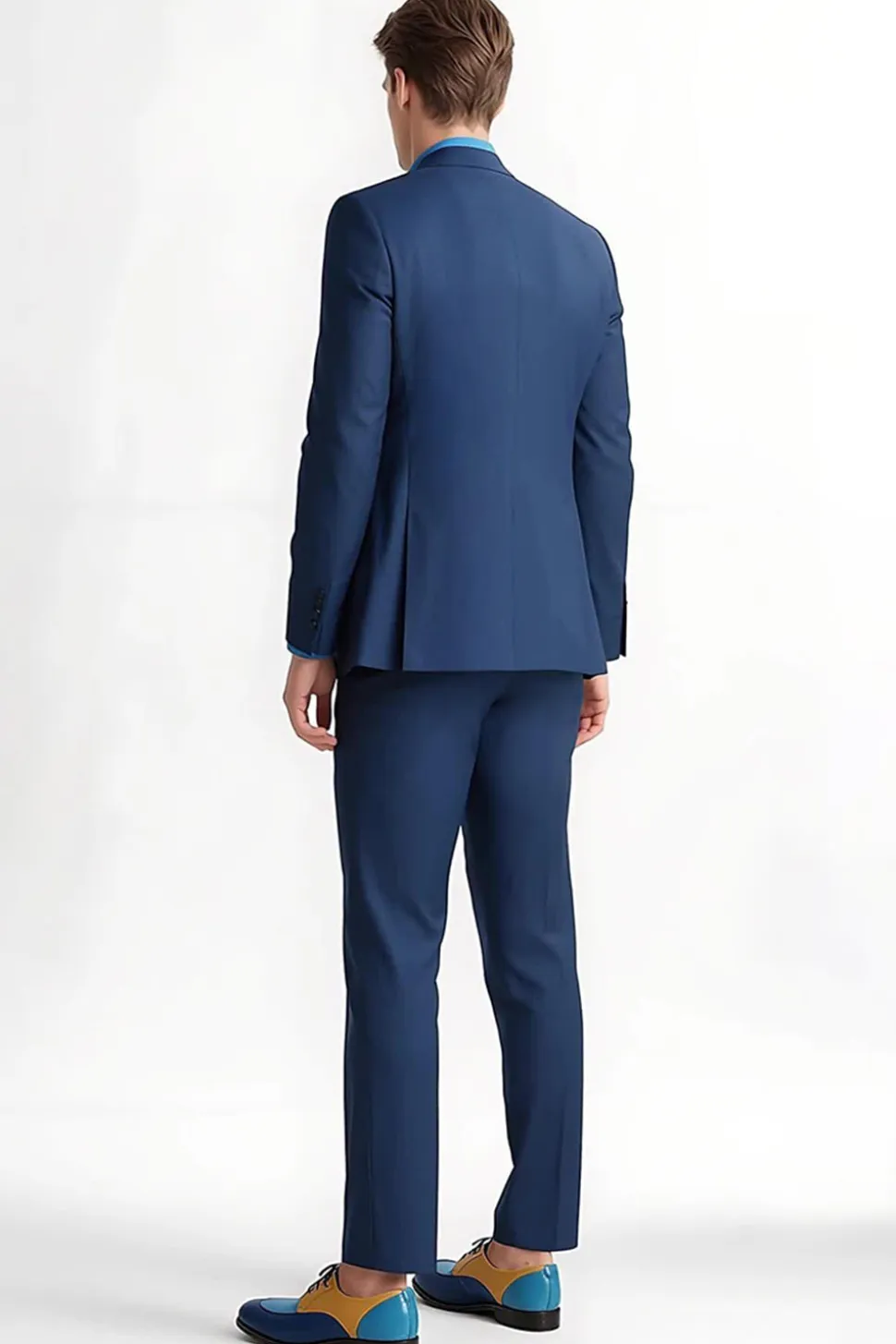 Lapela Azul Escuro Notched 2 Peças Fatos de Baile de Formatura Masculino