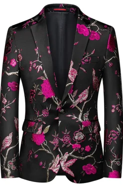 Lapela Azul Notched 3 Peça Jacquard Fatos de Baile de Formatura Masculino
