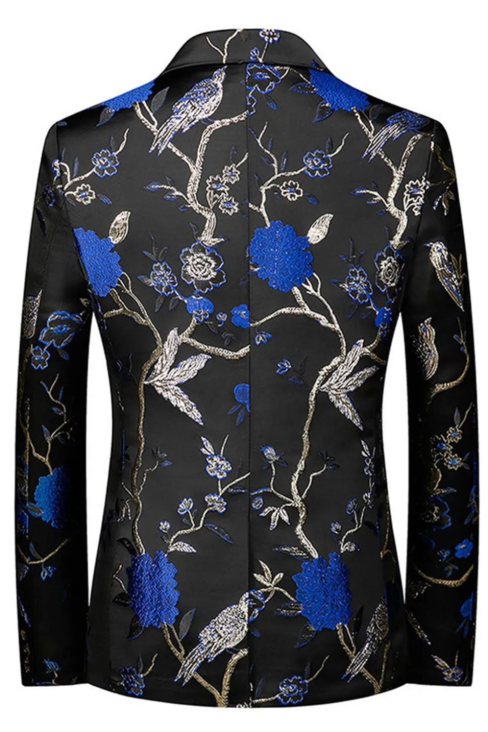 Lapela Azul Notched 3 Peça Jacquard Fatos de Baile de Formatura Masculino