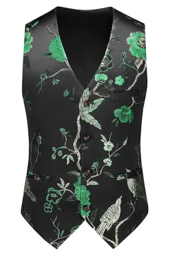 Lapela Azul Notched 3 Peça Jacquard Fatos de Baile de Formatura Masculino