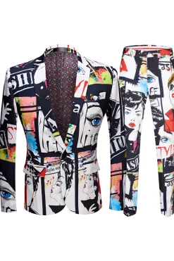 Lapela Branca Especial Graffiti 2 Peças Terno Masculino