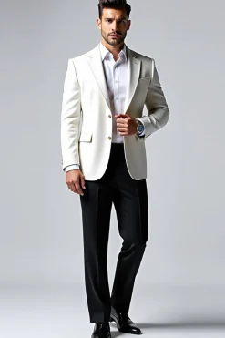 Lapela Branco Notched 2 Peças Fato Homem