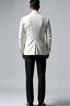 Lapela Branco Notched 2 Peças Fato Homem