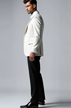 Lapela Branco Notched 2 Peças Fato Homem