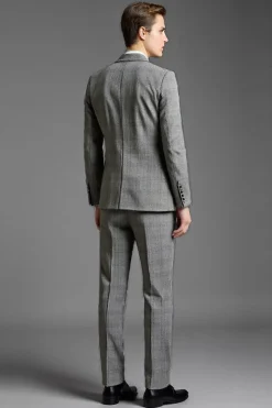 Lapela Cinzenta Notched 3 Piece One Button Fato Homem
