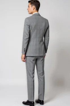 Lapela Cinzenta Notched 3 Piece Single Breasted Slim Fit Fato Homem