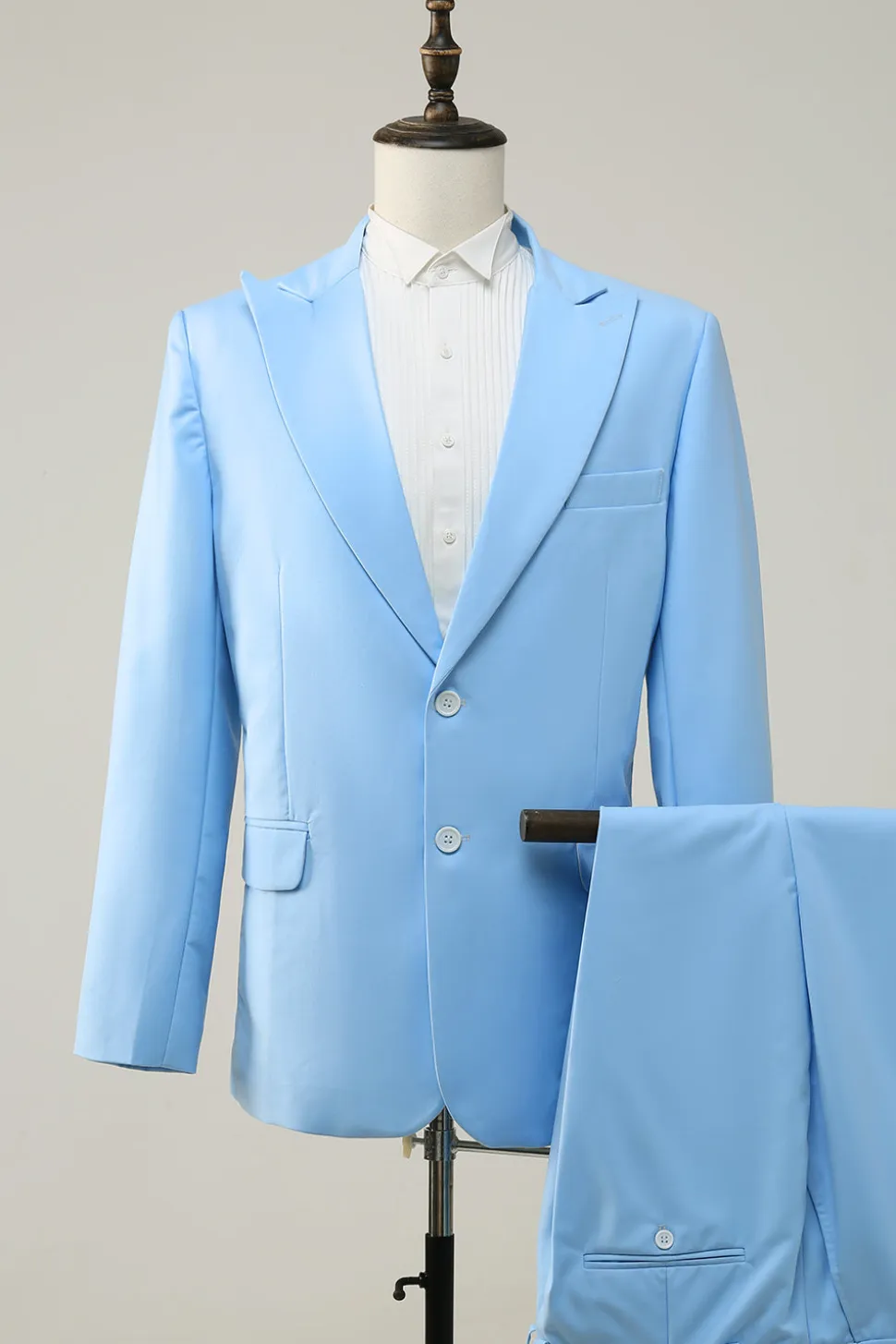 Lapela de Pico Peito Único Azul Fato Formal