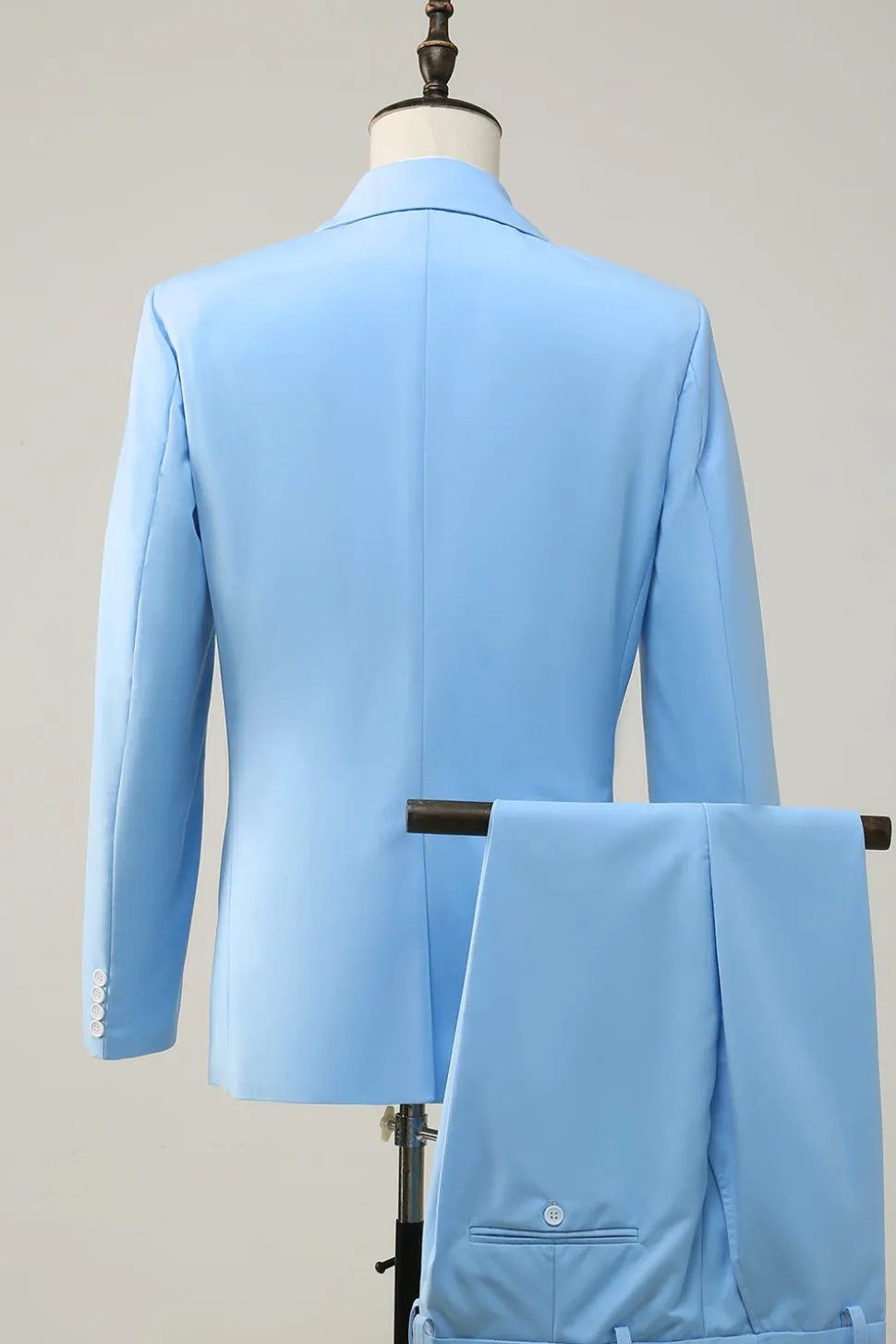 Lapela de Pico Peito Único Azul Fato Formal
