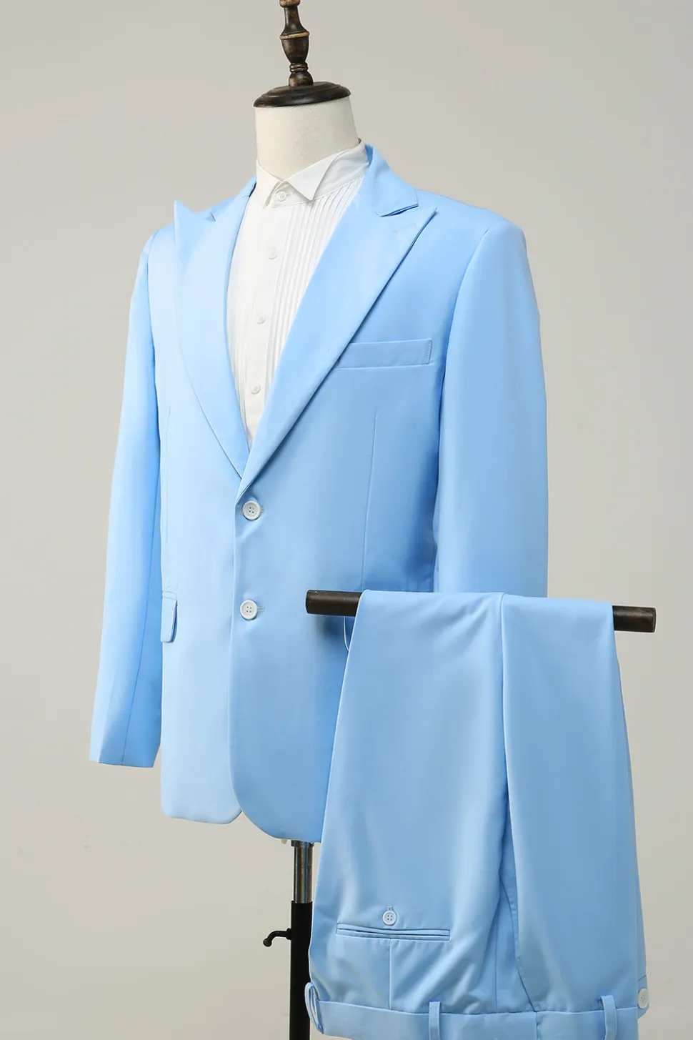 Lapela de Pico Peito Único Azul Fato Formal